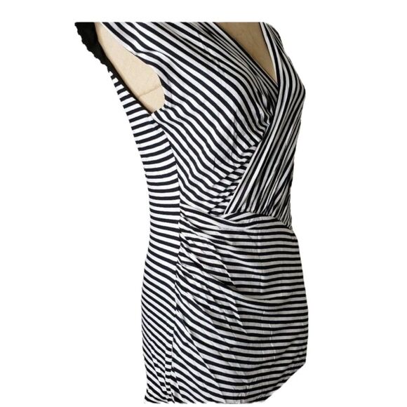 NWT Metaphor Black & White Striped Wrap Top Small – Sleeveless Ruched Blouse - Picture 6 of 10